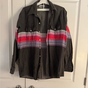 Men’s  Vintage Cowboy’s Only Casual Black and Red Striped Men's Shirt